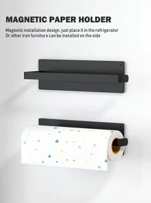 1/2pcs Magnetic Tissue Paper Holder, Self-Adhesive Base Suitable For Refrigerator, Washing Machine And Microwave, Saves Space, Easy Detachable And Installable, Kitchen & Bathroom Accessory