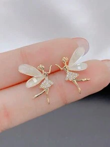 1 Pair Minimalist Cute Rhinestone  Metal Stud Earrings - Yellow Gold - View 11