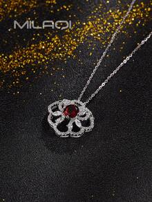 1 chiếc vòng cổ bằng đá Garnet tự nhiên 925 Sterling Silver mạ vàng 18K, dùng để đeo hàng ngày hoặc dự tiệc - Đỏ - Xem 3