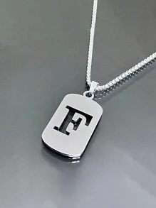 1st Heren Roestvrijstalen Trendy Ketting - 26 Holle Initialen, Elegante Letter Hanger Ketting, Kleurvast, Geschikt Voor Casual Wear En Truikettingen