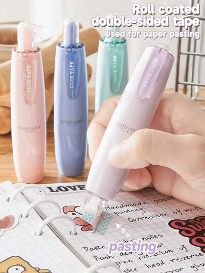 1pc Roll Coated Double-Sided Tape,Permanent Adhesive Scrapbook Tape Dispenser Runner, Glue Tape Roller For Scrapbooking, Crafts And Arts Projects, Photo, Smooth & Clean Back To School