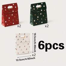 6 Túi Quà Giáng Sinh Có Nắp Lật Dễ Thương Và Túi Giấy Tinh Tế, Quà Giáng Sinh - Nhiều màu - Xem 6