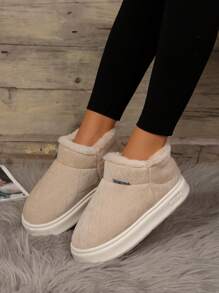 Women's Slip-On Slippers, Thick Sole, High Top, Warm And Comfortable For Indoor Wear In Winter - Khaki - View 3