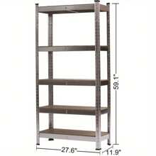 5-Tier Shelving Unit Steel Shelving Unit For Storage Tool-Free Assembly For Garage Shed Load Capacity 500Kg Heavy Duty Storage Racking - Variant1 - View 4