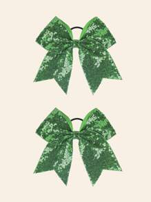 1 件装绿色蝴蝶结头带、圣诞蝴蝶结弹性发带、闪亮蝴蝶发夹、女孩丝带发圈（绿色）