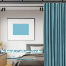 Curved Ceiling Track;Flexible Bendable Curtain Track 6.6/9.8/13.1/16.4Ft Black Curved Curtain Rail Ceiling Wall Mount Curtain Sliding Track;Bay Window&Room Divider Ceiling Track Rail System With Metal Clip Home Bathroom Decor Fall Decor Bathroom Accessories Back To School