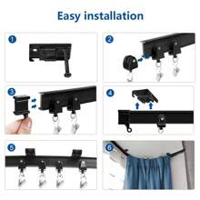 Curved Ceiling Track;Flexible Bendable Curtain Track 6.6/9.8/13.1/16.4Ft Black Curved Curtain Rail Ceiling Wall Mount Curtain Sliding Track;Bay Window&Room Divider Ceiling Track Rail System With Metal Clip Home Bathroom Decor Fall Decor Bathroom Accessories Back To School