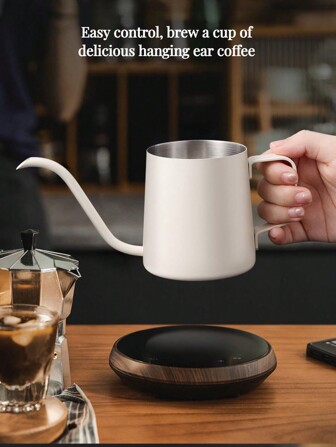 1 件不锈钢手冲咖啡滴滤器，带鹅颈壶嘴的咖啡壶，适合家庭、咖啡厅、办公室、露营和户外使用，有白色、黑色和银色可选，容量 350ml/600ml 返校