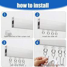 Metal Curtain Track Hooks S Shaped Small Curtain Hooks Ceiling Or Wall Curtain Track Hooks And Plastic Gliders Track Rollers For Ceiling Track Drapes-Easy To Install
