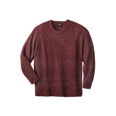 KingSize Men's Big  Tall Soft Cable Knit Crewneck Sweater