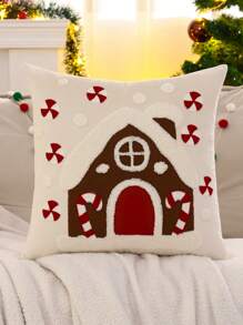 Miater 1pc Velvet Embroidered Christmas Throw Pillow Cover For Outdoor Christmas Tree Forest And Sleigh Decor In Living Room Or Bedroom - Red - View 14
