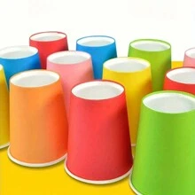 12 قطعة مجموعة مواد ملصقات أكواب ورقية DIY ، أكواب ورقية مصنوعة يدوياً في علب ، أكواب ورقية ملونة قابلة للتخلص منها ، دمى ورقية DIY ، ملصقات ، أعمال يدوية للأطفال ، أنشطة فنية وحرفية للأطفال