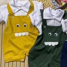 Stylish Overalls And Polo Shirt Set For Baby Boy 0 To 12 Months - 黃色 - 查看 2