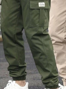 2 件装男士休闲踝带工装裤，秋季 - 軍綠色 - 查看 5