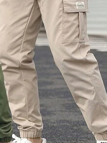 2 件装男士休闲踝带工装裤，秋季 - 軍綠色 - 查看 6