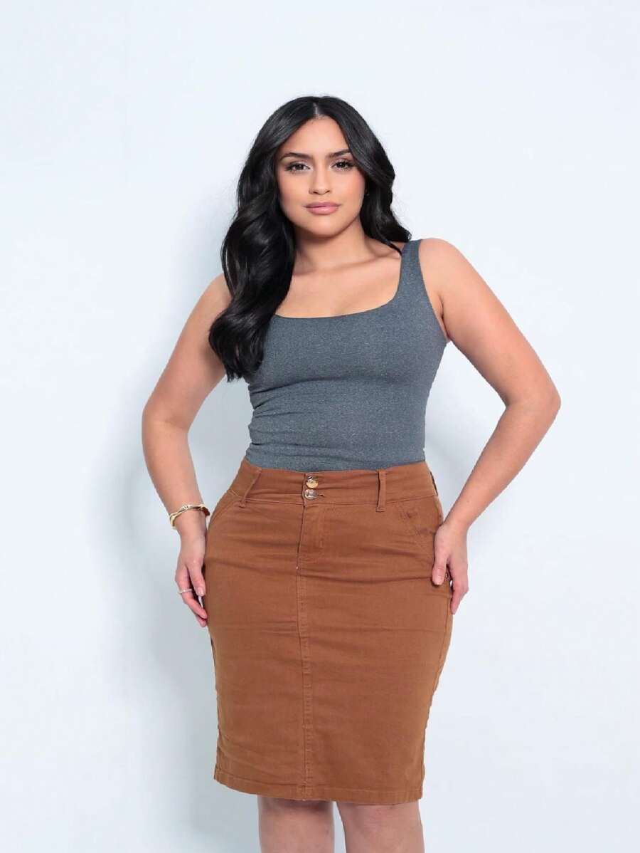 Premium Denim Skirt, Size 38 To 48 - Lạc đà - Xem 1