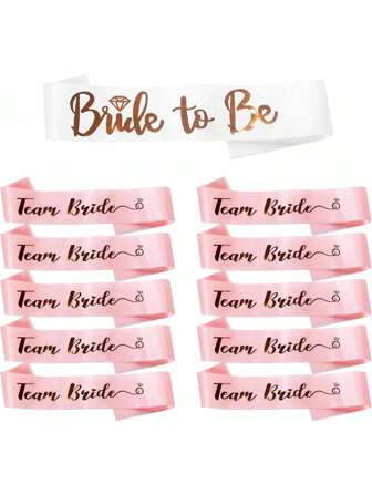 Hen Party Sashes Set Bride To Be Sash White & 10 X Bridesmaid Sash Pink, Hen Do Sashes Accessories Wedding Bride And Bridesmaid Sashes For Bridal Shower Hen Party Accessories Decorations