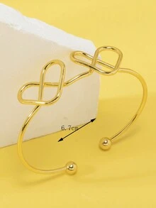 1pc Goddess Fashion Unique Personalized Design Double Heart Adjustable Bangle Bracelet For Women - Multicolor - View 14