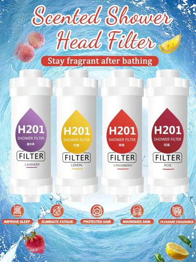 2 piezas Filtro de agua de ducha con fragancia, apto para baño, grifo, inodoro, lavadora, lavanda, flor de cerezo, jazmín, rosa, limón, osmanto, melocotón, fresa, aroma a pino
