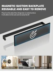 1/2pcs Magnetic Tissue Paper Holder, Self-Adhesive Base Suitable For Refrigerator, Washing Machine And Microwave, Saves Space, Easy Detachable And Installable, Kitchen & Bathroom Accessory