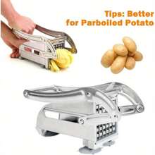 Potato Chipper Cutter Slicer, Potato Fry Cutter, Stainless Steel Potato Cutter, Potato Slicer, Includes 2 Blade Size Cutter Options And No-Slip Suction Base, Perfect For Use With Air Fryer - 變體1 - 查看 9