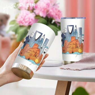 X Arab Artists 1 adet 20oz Mimari Güneş Desenli Paslanmaz Çelik Kahve Vakumlu Yalıtımlı Kupa, Tasarımcı İşbirliği. Bardak, Çok Amaçlı İçecek Kupası, Ücretsiz Pipet, Suudi Arabistan'ın Farklı Bölgelerinden Sanat Eserleri. Açık Hava ve Ev Kullanımına Uygun Çift Duvarlı Bardak. Tatil Hediyesi