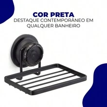 Wall-Mounted Soap Dish Bathroom Lavatory Soap Bar Fixation Without Hole Suction Cup Black Metal Arthi - màu đen - Xem 4