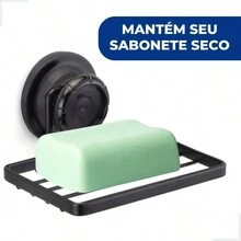 Wall-Mounted Soap Dish Bathroom Lavatory Soap Bar Fixation Without Hole Suction Cup Black Metal Arthi - màu đen - Xem 2