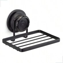 Wall-Mounted Soap Dish Bathroom Lavatory Soap Bar Fixation Without Hole Suction Cup Black Metal Arthi - màu đen - Xem 1