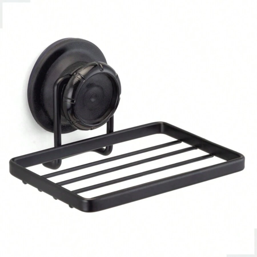 Wall-Mounted Soap Dish Bathroom Lavatory Soap Bar Fixation Without Hole Suction Cup Black Metal Arthi - màu đen - Xem 1