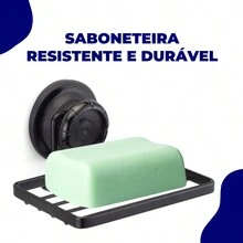 Wall-Mounted Soap Dish Bathroom Lavatory Soap Bar Fixation Without Hole Suction Cup Black Metal Arthi - màu đen - Xem 3