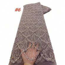 Vải ren đính cườm Châu Phi Vải ren sequins cô dâu Pháp 2024 Vải ren vải tuyn Nigeria sang trọng Couture Materiel - Nhiều màu - Xem 8