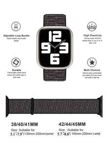 38/40/41/42/44/45/46/49mm Nylon Sport Watch Band, Rcflcctor Black Adjustable Breathable Woven Strap Compatible With Series Ultra 11/10/9/8/7/6/5/4/3/2/1 SE, Suitable As Back To School Gift - Black - View 4