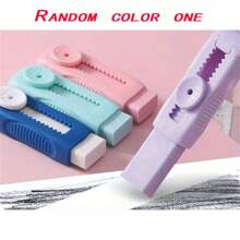 1pc, A Highly Attractive Macaron Color Push-Pull Eraser Art Examination Writing Drawing Eraser Stationery Back To School - Multicolor - View 12