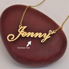 1 件定制名字项链、圣诞礼物、爱心图案项链、不锈钢名字项链 - 彩色 - 查看 1