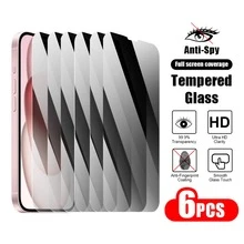 6 miếng kính cường lực bảo vệ màn hình điện thoại thông minh riêng tư tương thích với iPhone 15 Pro Max/11/16 Plus/15/14 Pro Max/14/16 Pro, iPhone 13 Pro Max/13 Mini/12/11 Pro/X/XR/XS Max, bao phủ toàn bộ - màu đen - Xem 11