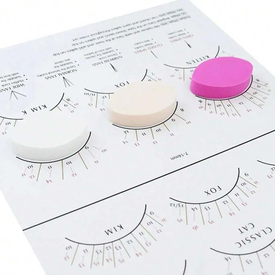 10/50 piezas Gráfico de mapeo de pestañas para principiantes, pestañas wispy, esponjas de práctica de forma de ojo reutilizables, extensiones de pestañas de práctica de maquillaje - Multicolor - Ver 1