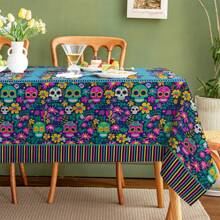 1 件万圣节墨西哥风格装饰桌布，防水防污，适合晚餐、野餐、派对、餐厅、咖啡馆、户外使用，多种尺寸可供选择 - 彩色 - 查看 14