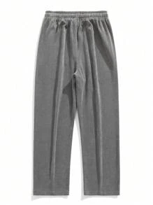 Pantalones flojos informales de moda para hombres con cordón de pana - Gris Claro - Ver 4