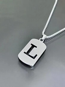 1st Heren Roestvrijstalen Trendy Ketting - 26 Holle Initialen, Elegante Letter Hanger Ketting, Kleurvast, Geschikt Voor Casual Wear En Truikettingen