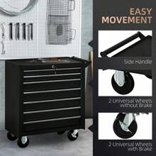 DURHAND Roller Tool Cabinet Storage Chest Box 7 Drawers Roll Wheels Garage Workshop Red - 黑色 - 查看 6