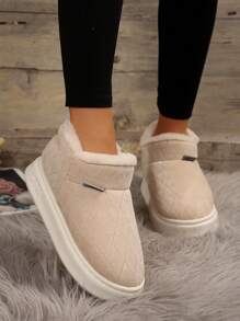 Women's Slip-On Slippers, Thick Sole, High Top, Warm And Comfortable For Indoor Wear In Winter - Khaki - View 5