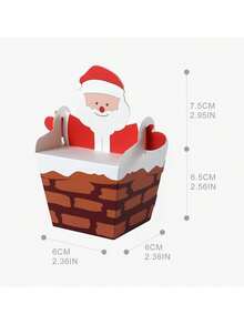 10 piezas Caja de regalo de Navidad tridimensional de dibujos animados, caja de papel con Papá Noel subiendo por la chimenea, caja de caramelos - Multicolor - Ver 6