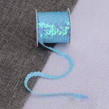 5Yard/Spool Shiny AB Flat Sequins 6mm Handmade DIY Decorative Ribbon Metallic Glitter Sewing String For Mermaid Crafts, Christmas & Halloween Costume Accessories (Spool Only) - Multicolor - View 10