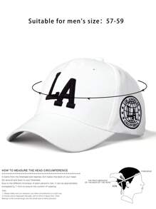 1 pieza Gorra de béisbol con gráfico LA bordado, sombrero visera suave para exteriores, ala ajustable para hombres y mujeres, primavera otoño viaje playa resort, estilo Y2K