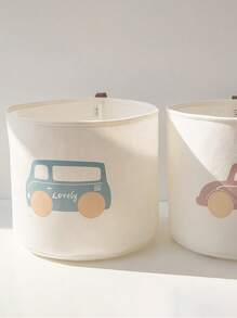 1pc Large Capacity Felt Foldable Toy Storage Basket & Laundry Hamper Love Valentine - Multicolor - View 4