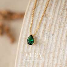 CIREY 1 件 18K 镀金十二月诞生石梨形锆石不锈钢项链，圣诞节、生日、情人节礼物 - 彩色 - 查看 7