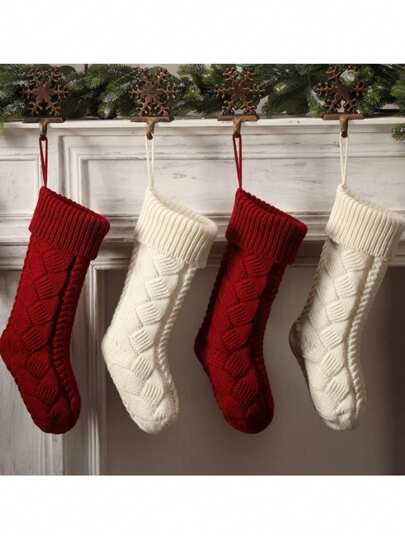 大号针织圣诞袜、糖果袋、礼品袋、圣诞装饰、圣诞节