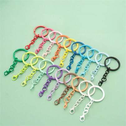 5 Pieces Colorful 25Mm Flat Key Rings With Chains - Diy Jewelry Making Accessories, Metal Round Split Rings For Crafts & Decorations Car Accessories Bag Charm School Cute Goth Y2k Bag Accessories Lanyards With Id Holder Car Accessories Bag Charms