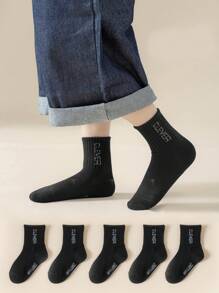 5 par/opakowanie Dziewczęce i dziecięce skarpetki sportowe z nadrukiem literowym, oddychające, codzienne, wiosna i lato - Wielokolorowe - Zobacz 6